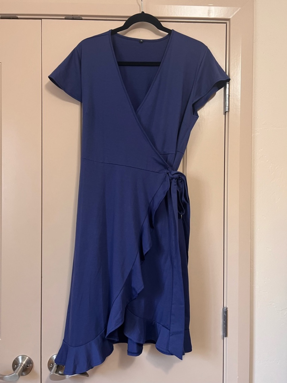 Women's Asymmetrical Wrap Dress - Navy